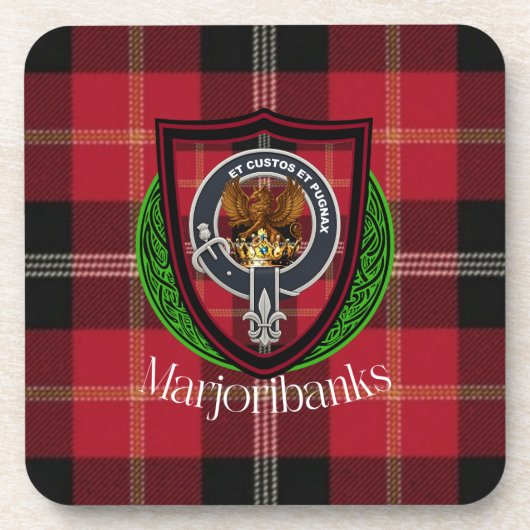 Marjoribanks Scottish Clan Tartan & Crest Getränkeuntersetzer (Vorderseite)