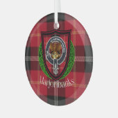 Marjoribanks Scottish Clan Tartan & Crest Ornament Aus Glas (Vorderseite links)