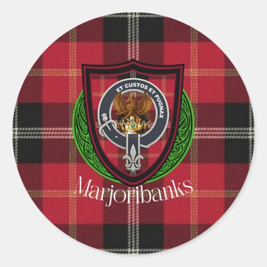 Marjoribanks Scottish Clan Tartan & Crest Runder Aufkleber (Vorderseite)