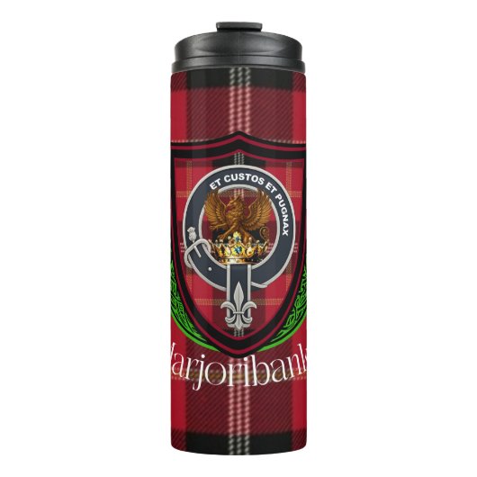 Marjoribanks Scottish Clan Tartan & Crest Thermosbecher (Vorderseite)