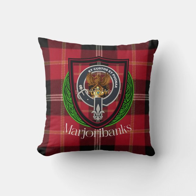 Marjoribanks Scottish Clan Tartan & Wappen Kissen (Vorderseite)