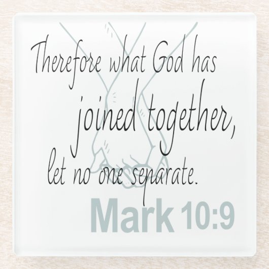 Mark 10:9 Bible Verse Ehedesign Glasuntersetzer (Vorderseite)