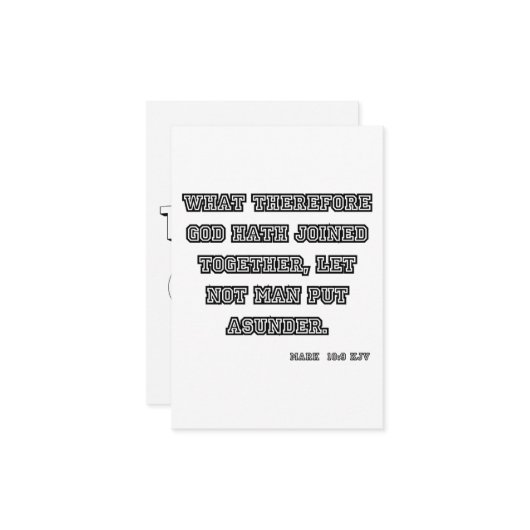 Mark 10:9 KJV Bible Scripture Begrüßung Karte (Vorderseite/Rückseite Beispiel)