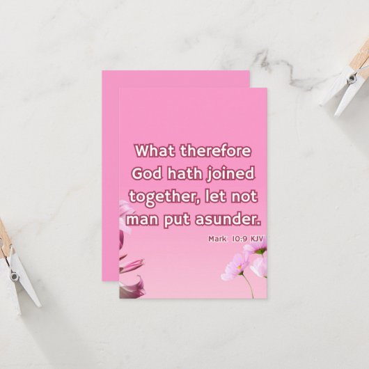 Mark 10:9 KJV Bible Scripture Pic Begrüßung Karte (Vorderseite/Rückseite Beispiel)