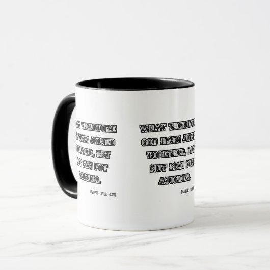 Mark 10:9 KJV Bible Scripture Two-Tone Tasse (Vorderseite Links)