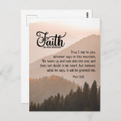 Mark 11:23 Faith Can Move Mountains Bibel Postkarte (Vorne/Hinten)