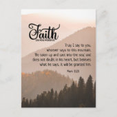 Mark 11:23 Faith Can Move Mountains Bibel Postkarte (Vorderseite)