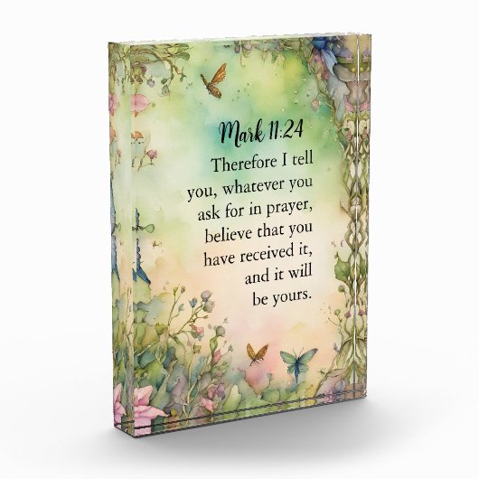 Mark 11:24 Christliche Aquarellbilder Fotoblock (Links)