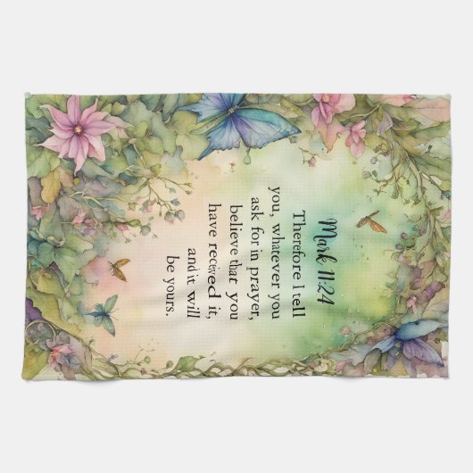 Mark 11:24 Christliche Aquarellbilder Geschirrtuch (Horizontal)