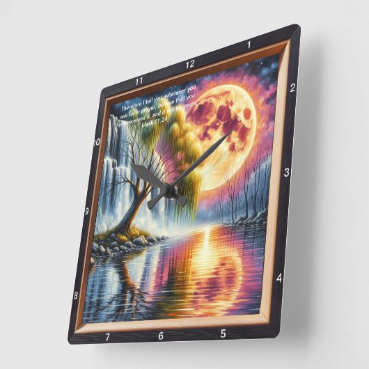 Mark 11:24 Devotional Clock: Customized Scripture Quadratische Wanduhr (Winkel)