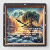 Mark 11:24 Faith Timepiece: Glaube an deine Quadratische Wanduhr (Vorderseite)