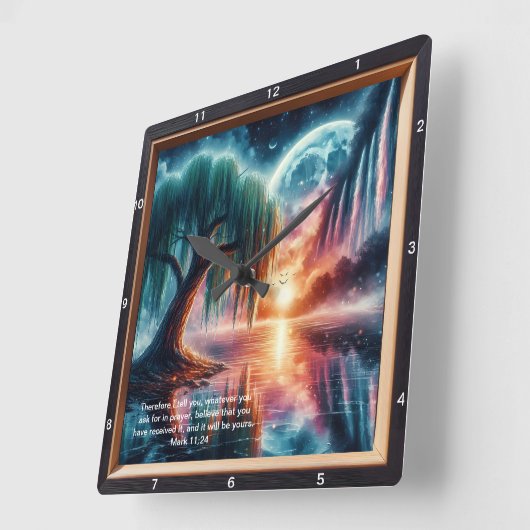 Mark 11:24 Glaubensbejahung: Custom Wall Art Quadratische Wanduhr (Winkel)