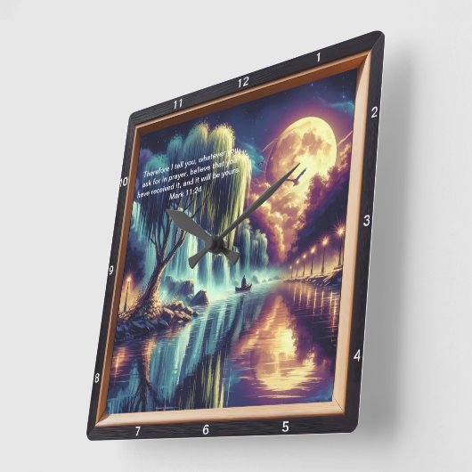 Mark 11:24 Göttliche Uhr: Custom Inspirational Art Quadratische Wanduhr (Winkel)