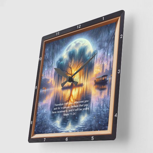 Mark 11:24 Hope Personalisiert Scripture Display Quadratische Wanduhr (Winkel)