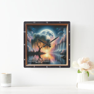 Mark 11:24 Inspiration Timepiece: Custom Design Quadratische Wanduhr