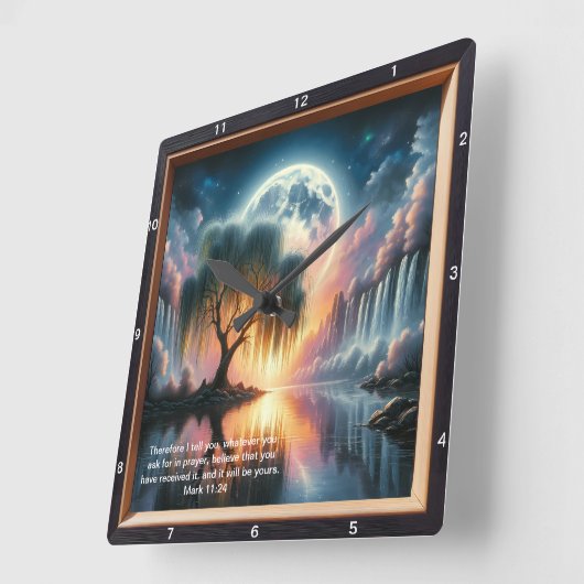 Mark 11:24 Inspiration Timepiece: Custom Design Quadratische Wanduhr (Winkel)