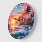 Mark 11:24 Inspirierend Cross Sunset Ocean Große Wanduhr (Winkel)