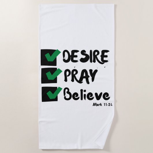 Mark 11:24 KJV Bible Scripture Beach Handtuch (Vorderseite)