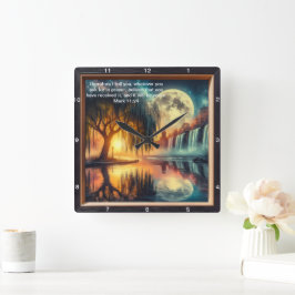 Mark 11:24 Spirituelle Uhr: Displa des persönliche Quadratische Wanduhr