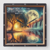 Mark 11:24 Spirituelle Uhr: Displa des persönliche Quadratische Wanduhr (Vorderseite)