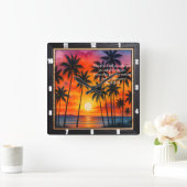 Mark 11:24 Sunset Palms Prayer Verse Quadratische Wanduhr (Zuhause)