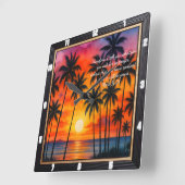 Mark 11:24 Sunset Palms Prayer Verse Quadratische Wanduhr (Winkel)