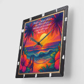 Mark 11:24 Tropical Sunset Gebet Verse Quadratische Wanduhr (Winkel)