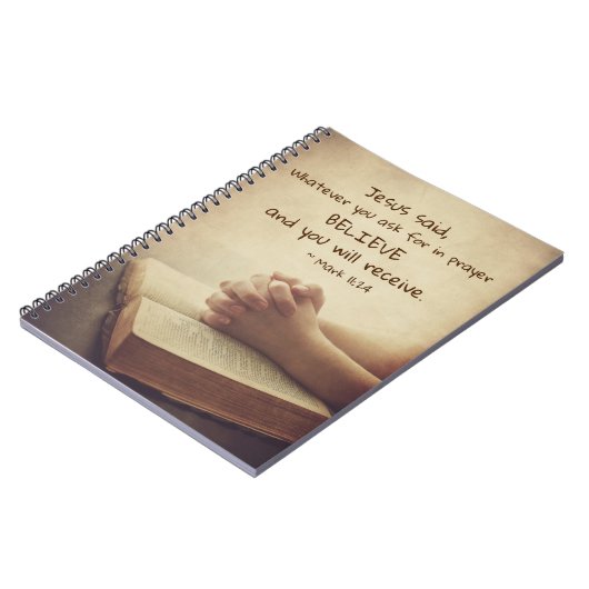 Mark 11:24 Wofür du im Gebet gefragt hast Glaube Notizblock (Linke Seite)