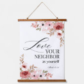 Mark 12:30-31 Inspirational Bible Verses Bloral Wandteppich Mit Holzrahmen (Vorderseite 2)