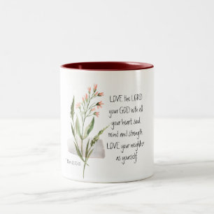 Mark 12:30-31 LIEBE der Herr dein Gott Zweifarbige Tasse