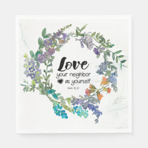 Mark 12:31 Liebe dein Nachbar als du selbst Blume Serviette