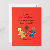Mark 12:31 Liebe Ihren Nachbarn so viel wie Sie Li Postkarte (Vorne/Hinten)