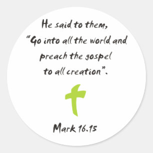 Mark 16,15 runder aufkleber