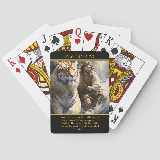 Mark 1:13 (NIV) Angels besucht ihn AI Art Spielkarten (Rückseite)