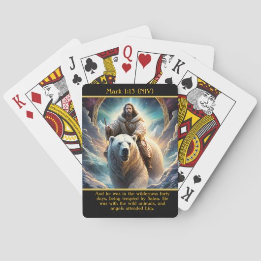 Mark 1:13 (NIV) Polar Bear Journey AI Art Spielkarten (Rückseite)