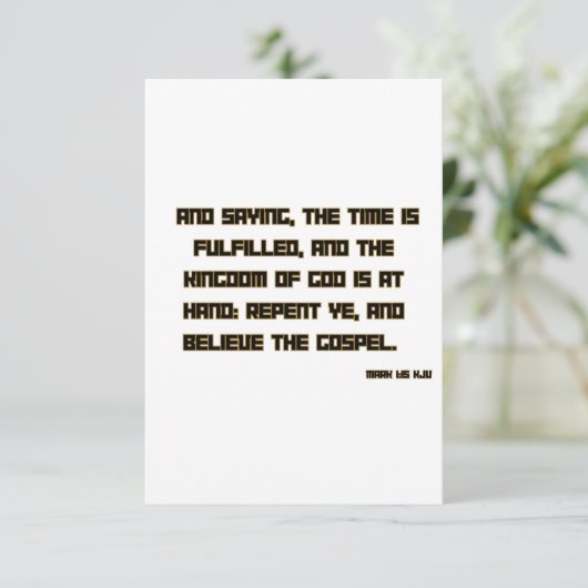Mark 1:15 KJV Bible Scripture Begrüßung Karte (Stehend Vorderseite)
