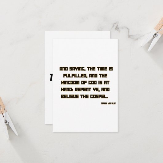 Mark 1:15 KJV Bible Scripture Begrüßung Karte (Vorderseite/Rückseite Beispiel)