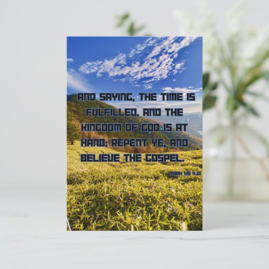 Mark 1:15 KJV Bible Scripture Pic Begrüßung Karte (Stehend Vorderseite)