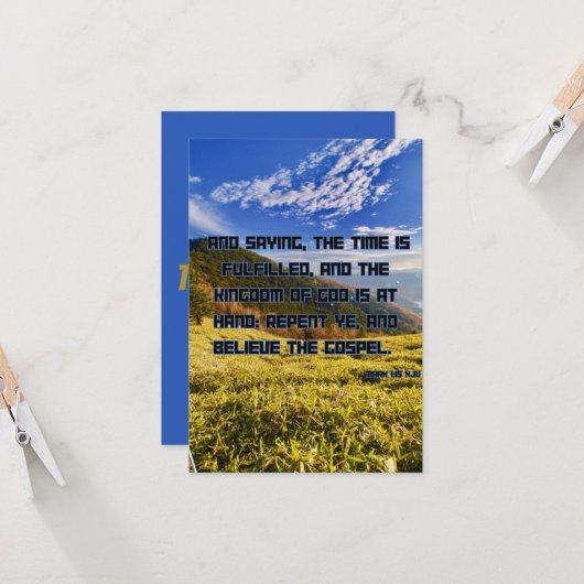 Mark 1:15 KJV Bible Scripture Pic Begrüßung Karte (Vorderseite/Rückseite Beispiel)