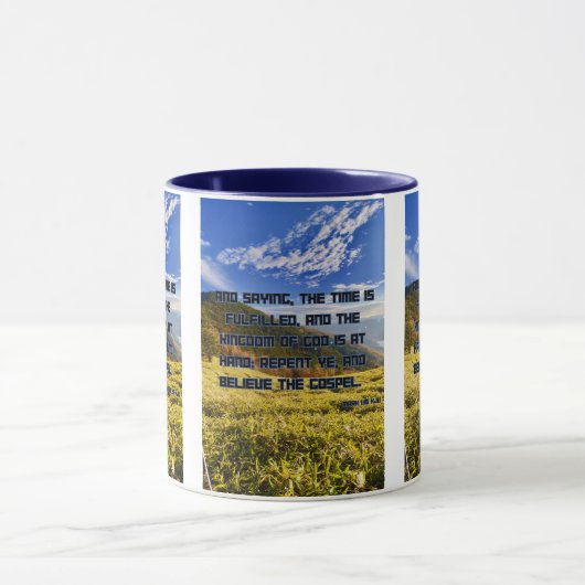 Mark 1:15 KJV Bible Scripture Pic Two-Tone Tasse (Zentrum)