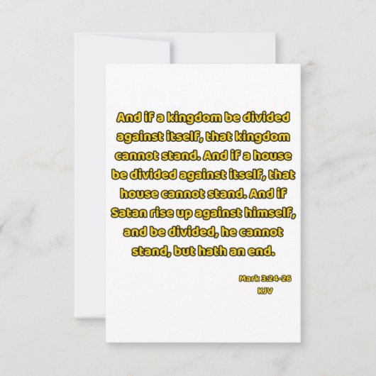 Mark 3:24-26 KJV Bible Scripture Gruß Karte (Vorderseite)