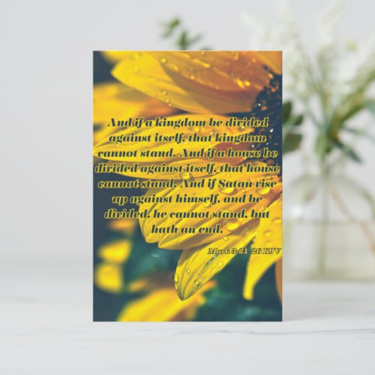 Mark 3:24-26 KJV Bible Scripture Pic Begrüßung Karte (Stehend Vorderseite)