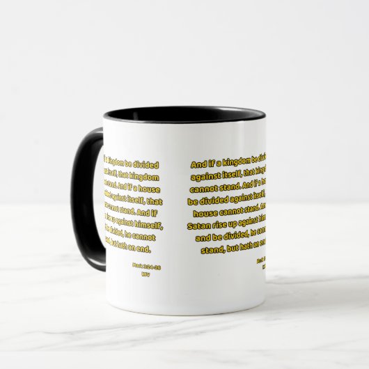 Mark 3:24-26 KJV Bible Scripture Two-Tone Tasse (Vorderseite Links)