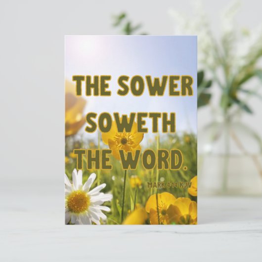 Mark 4:14 KJV Bible Scripture Pic Begrüßung Karte (Stehend Vorderseite)