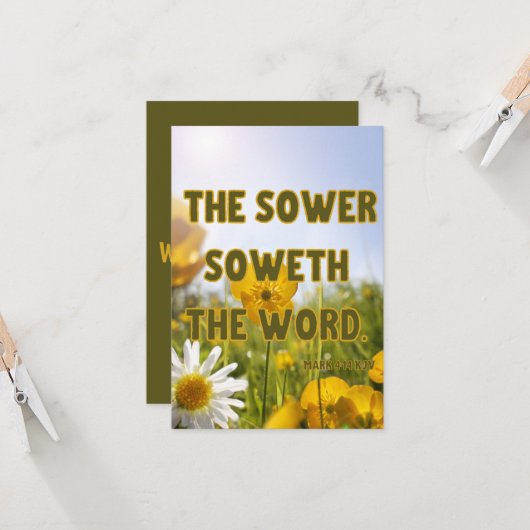 Mark 4:14 KJV Bible Scripture Pic Begrüßung Karte (Vorderseite/Rückseite Beispiel)