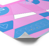 Mark 4:35 Bohemisch Chintz Illustration Pink Blue Poster (Ecke)