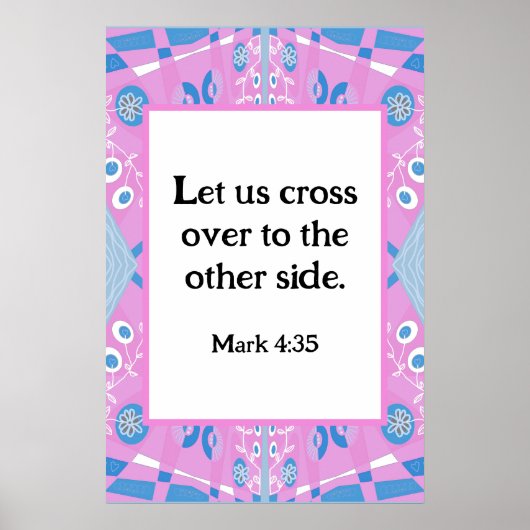 Mark 4:35 Bohemisch Chintz Illustration Pink Blue Poster (Vorne)