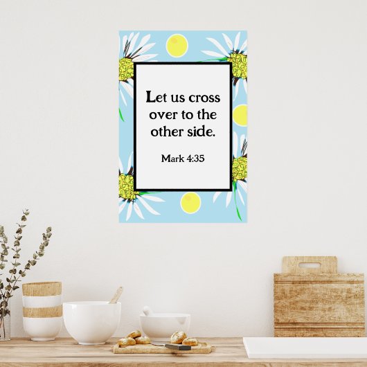 Mark 4:35 Bold Daisies - Pastellblau Gelb Poster (Küche)