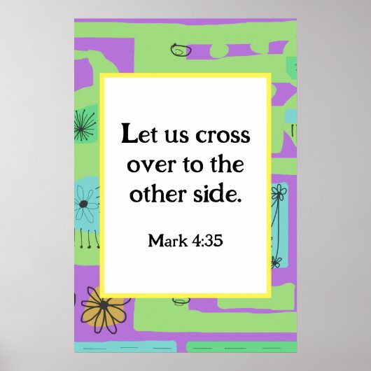 Mark 4:35 Ethnic Print Green Lila Poster (Vorne)