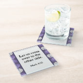 Mark 4:35 Fish Head Blätter Lilac Glasuntersetzer (Schrägansicht)